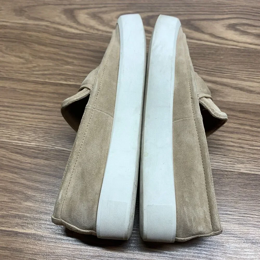 Vince Women's Dune Beige Tan Ghita Suede Slip-On Platform Loafer Shoes Size 7‎